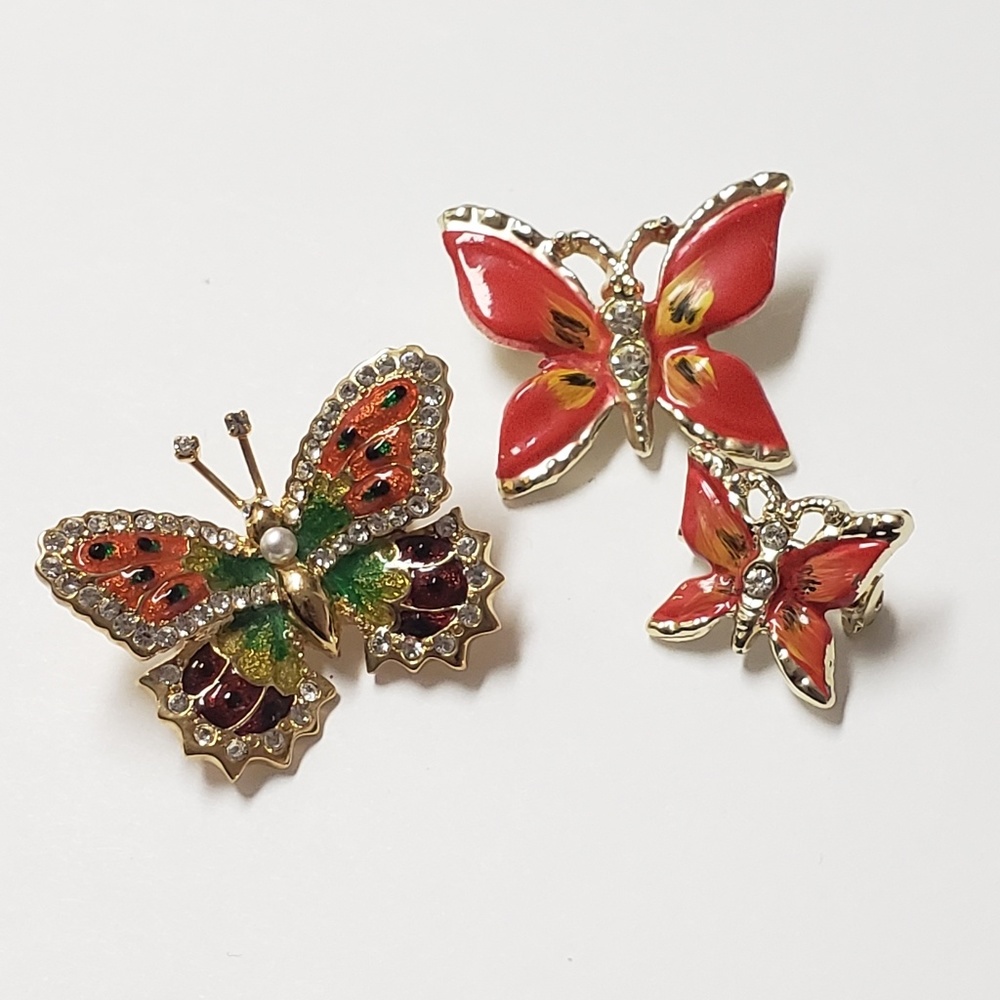 Butterfly Enamel Brooch set, 3 Pins, Wholesale - Picture 6 of 7